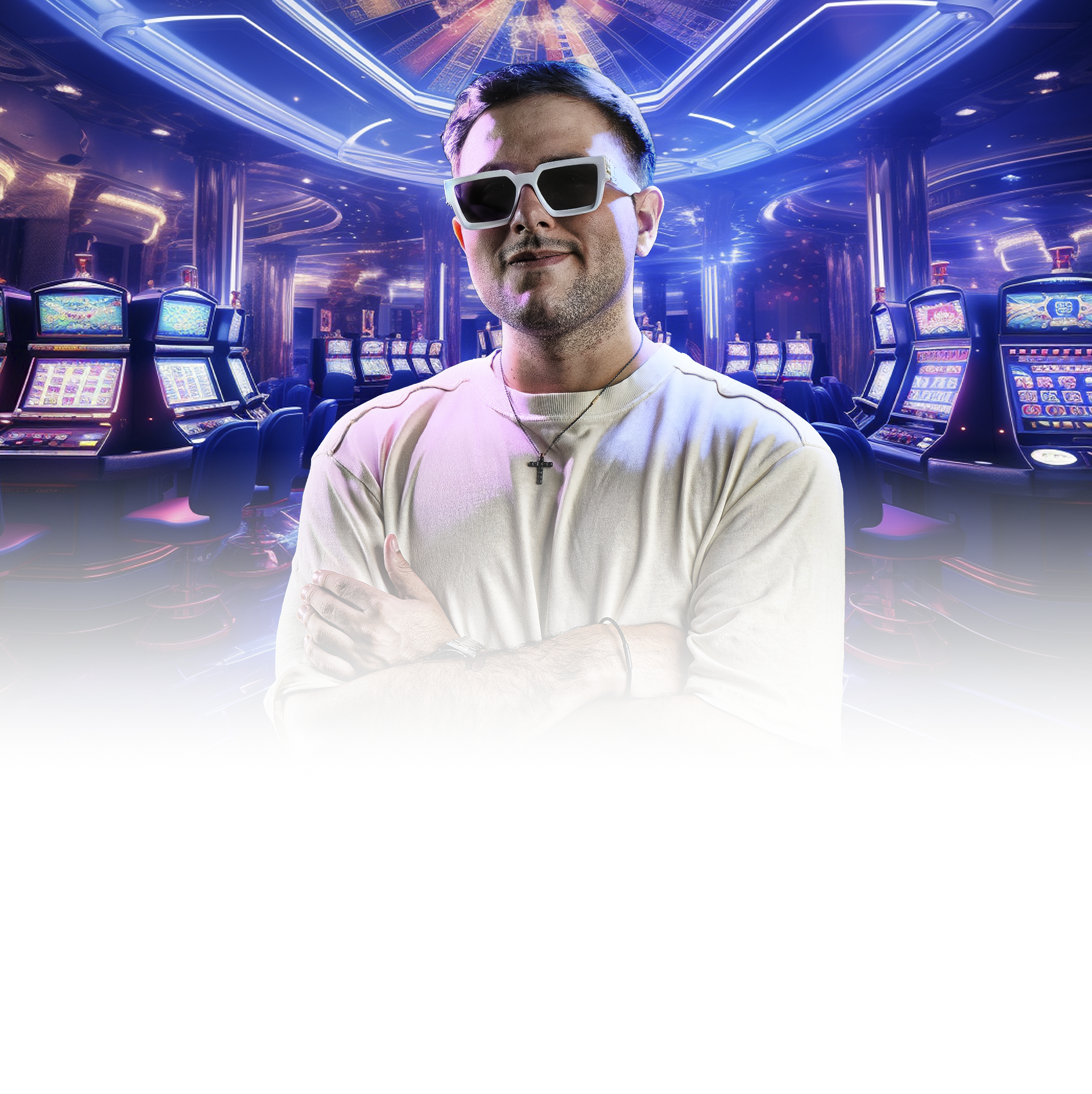 Antaurus standing in a neon-lit casino arcade.